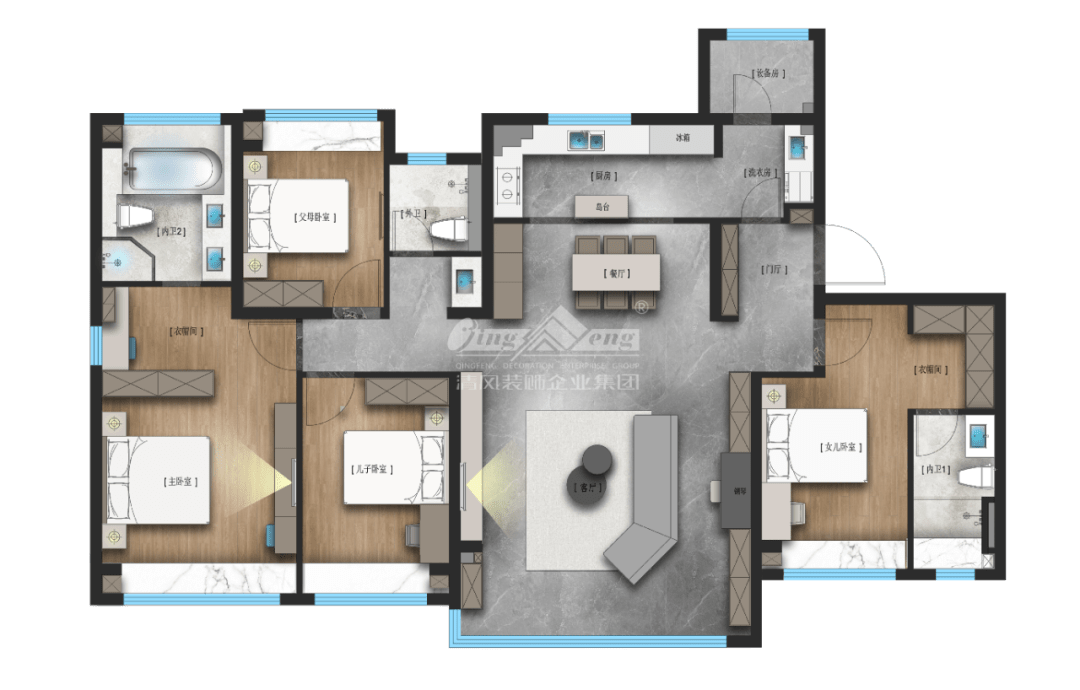 赏·析|198㎡现代轻奢,与精致主义撞个满怀! 赏·析|198㎡现代轻奢,与精致主义撞个满怀!